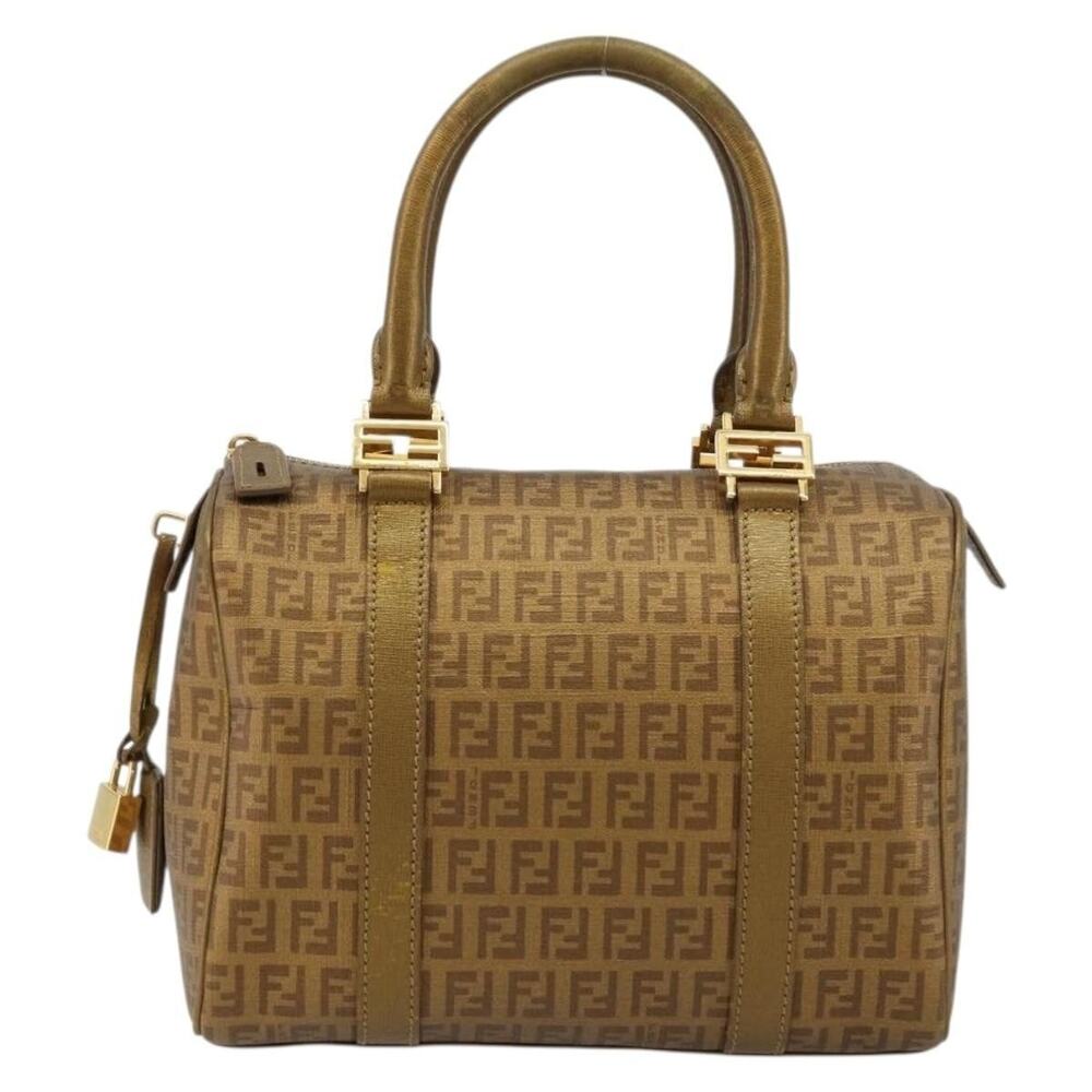 Fendi Zucchino Boston Bag Beige
